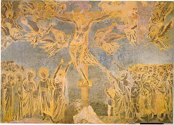 L’immense scène de la crucifixion de Cimabue peinte à Assise est considérée comme un chef-d’œuvre.  ( wikimedia )