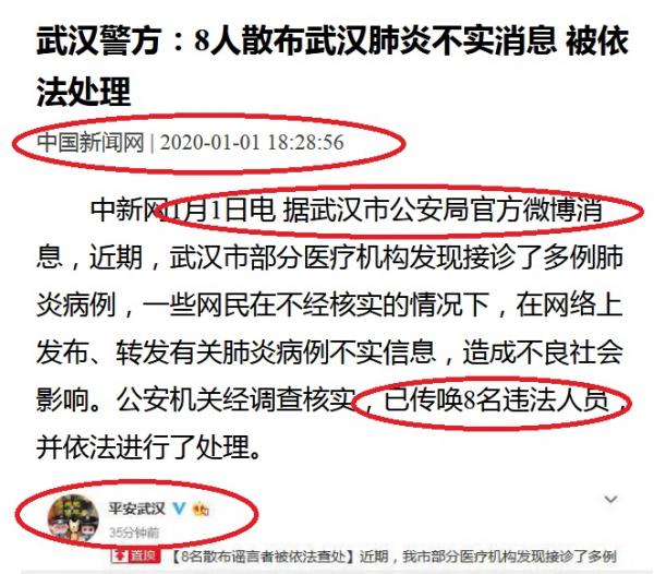 La police de Wuhan sanctionne les 8 lanceurs d’alerte 