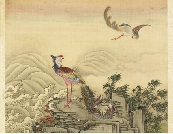 Phoenix et des nuages de bon augure, Peint par Dai Hong, Dynastie Qing. (Image :Musée National du Palais de Taiwan / @CC BY 4.0)