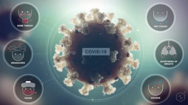 Lorsqu’une personne inhale des particules de virus, elles se déposent dans ses voies respiratoires et s’y développent. (Image : Capture d’écran / YouTube)