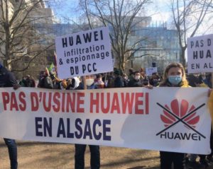 Manifestation à Strasbourg contre Huawei et l’Institut Confucius