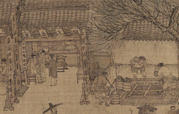 Le cabinet du médecin Zhao Taichen à côté du puits à quatre yeux. (Image : wikimedia / National Palace Museum / Domaine public)