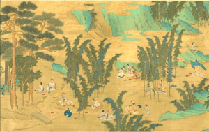 Des gobelets flottent sur un ruisseau (Image : Musée Nationale du Palais de Taïwan / @CC BY 4.0)
