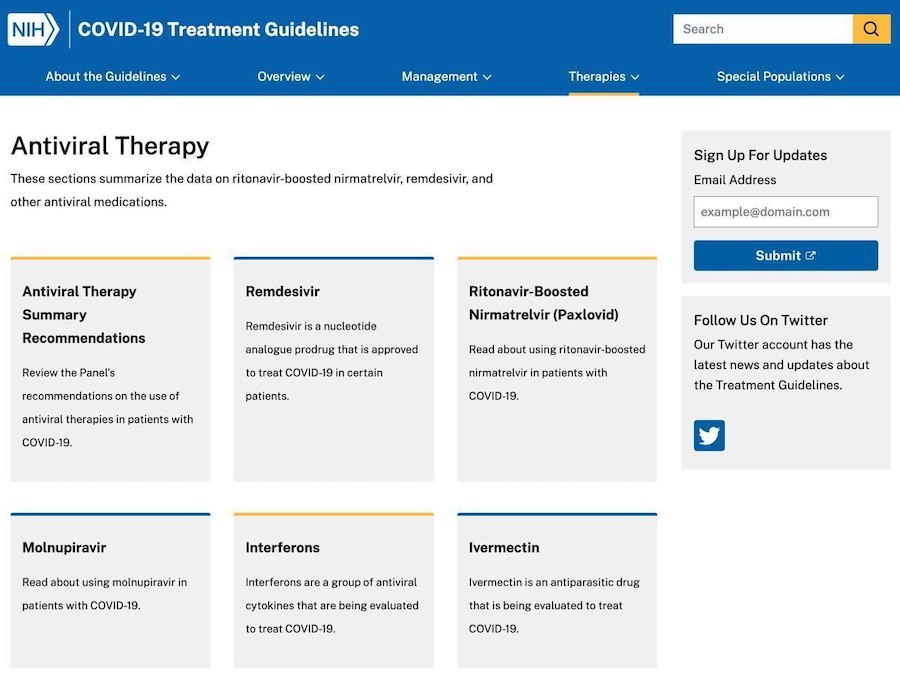 L’ivermectine figure sur le site Web des National Institutes of Health (NIH) comme étant en cours d’évaluation pour traiter la Covid-19