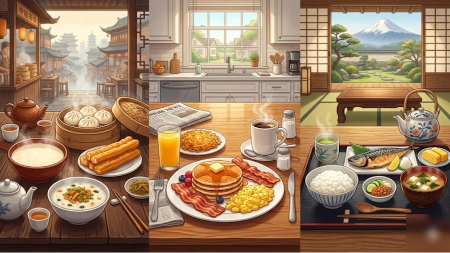 Chine, États-Unis et Japon : Trois traditions de petit-déjeuner, trois façons de commencer la journée