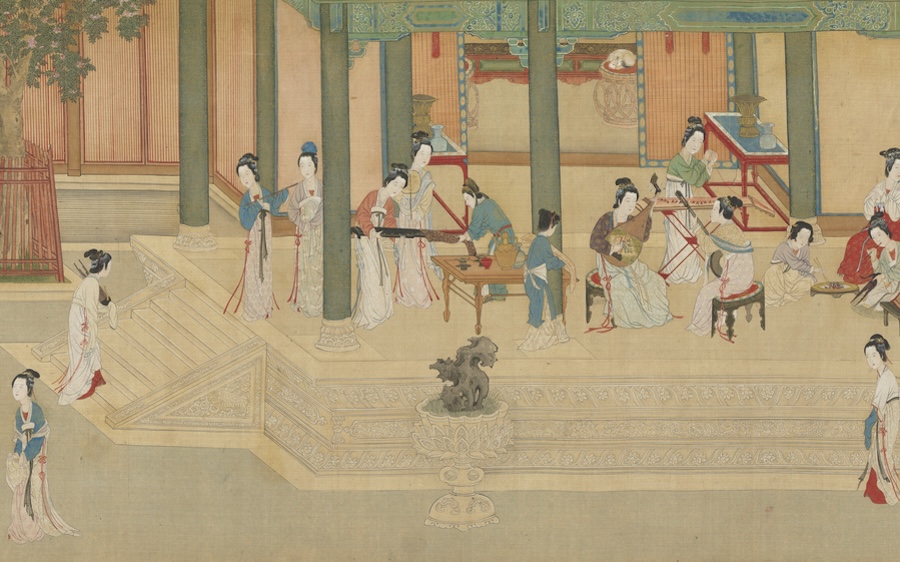 Matin de printemps au palais Han du maître Qiu Ying (dynastie Ming) — Un chef-d’œuvre de la peinture de cour chinoise